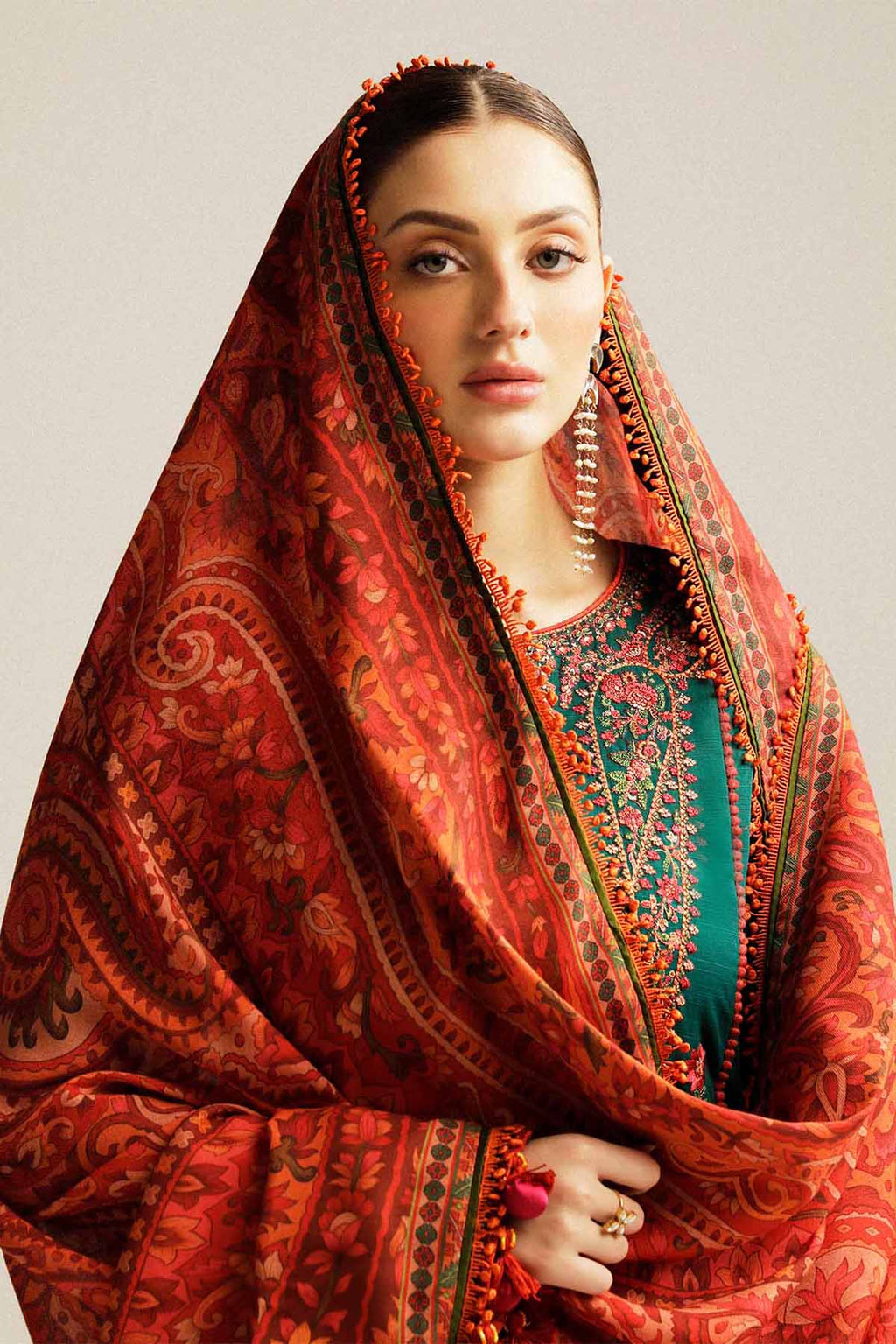 MB 525 - 3 Pcs Unstitched Heavy Embroidered Lawn Suit with Premium Quality Lawn Dupatta