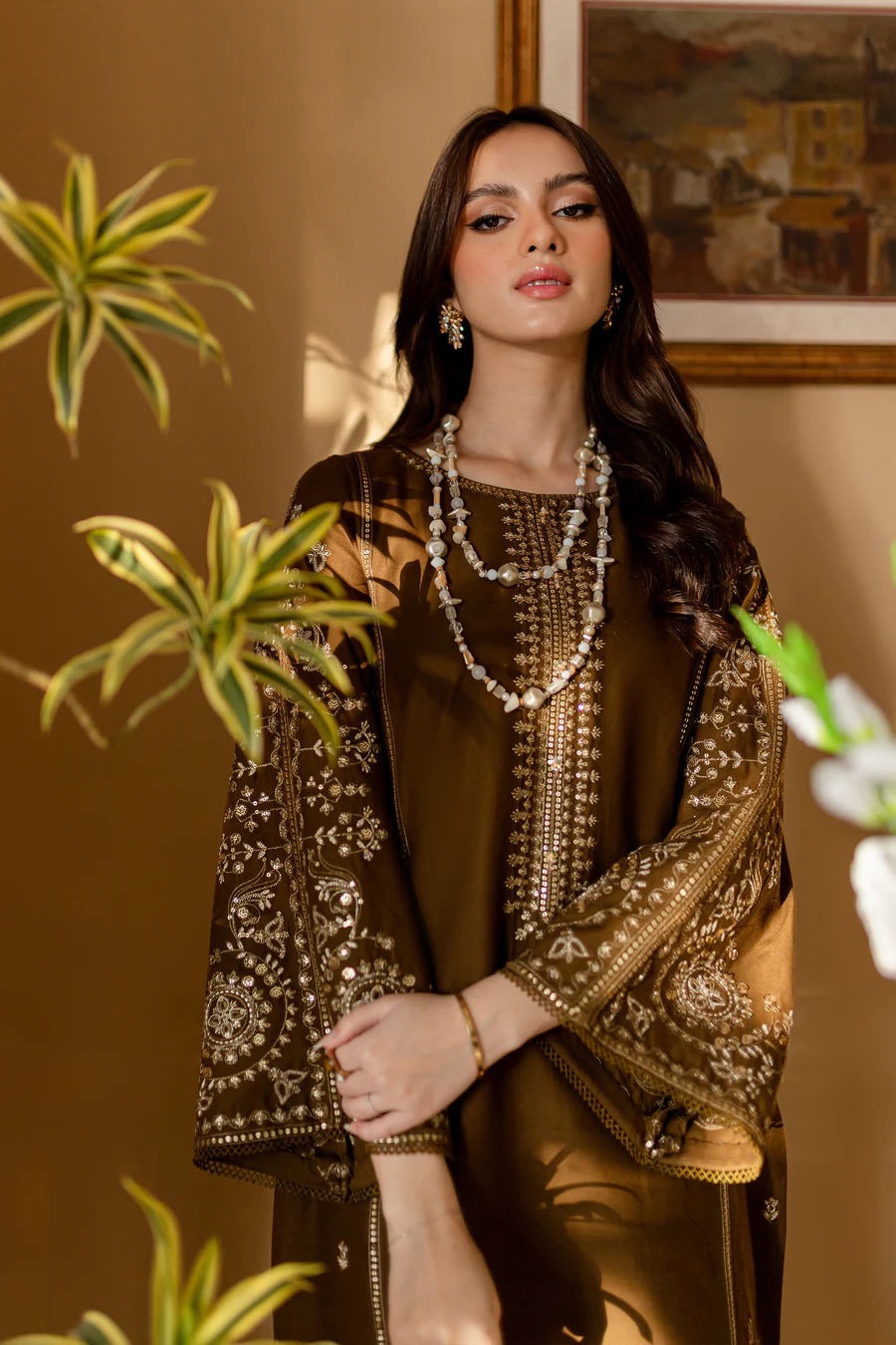BA 68-2 Piece Embroidered Lawn Shirt with Dyed Trouser