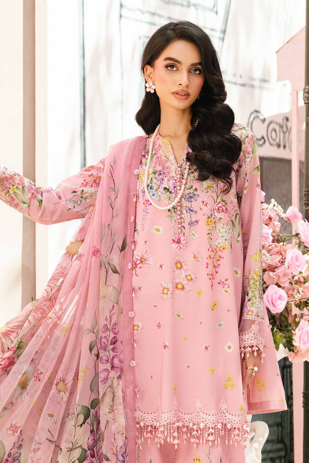 MB-512A 3Pc Digital Printed Lawn Shirt with Printed Chifoon Dupatta