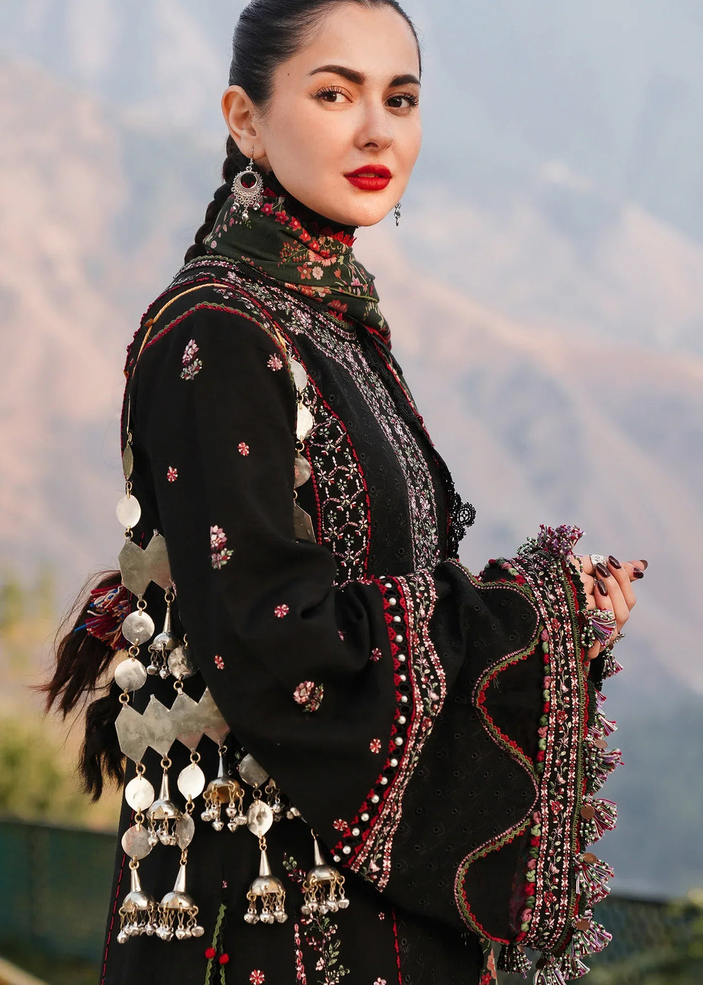 MB 520 - 3 Pcs Unstitched Heavy Embroidered Dhanak Suit with Premium Quality Wool Shawl