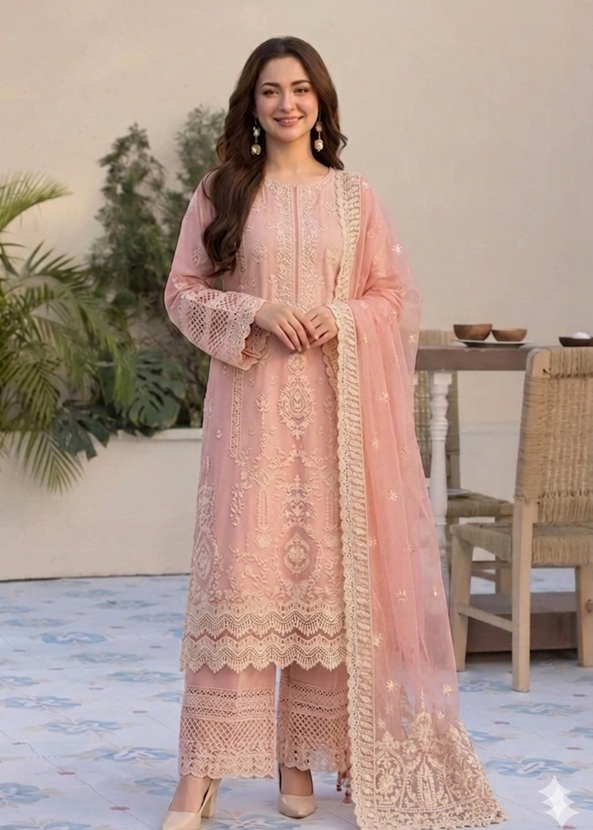 Luxury Lawn 3 Pc Embroided Suit LM-54