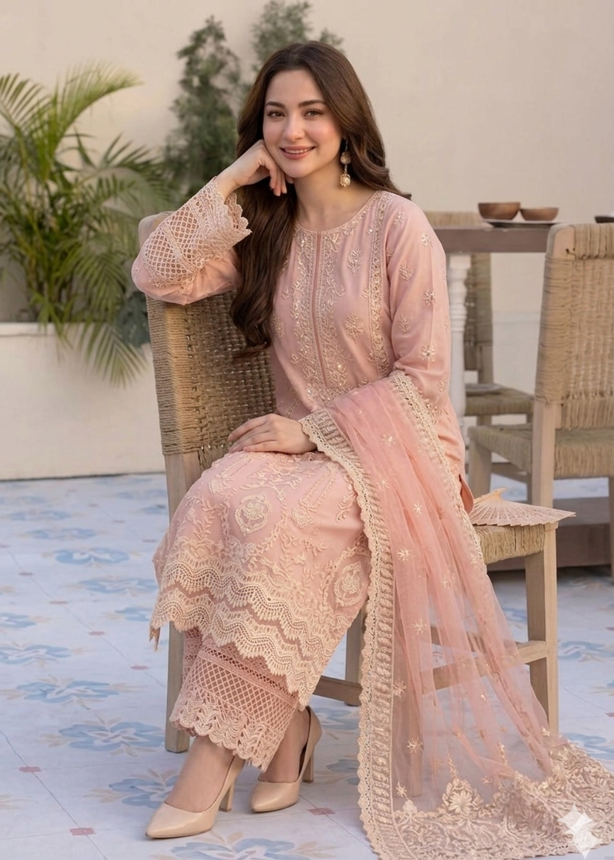 Luxury Lawn 3 Pc Embroided Suit LM-54