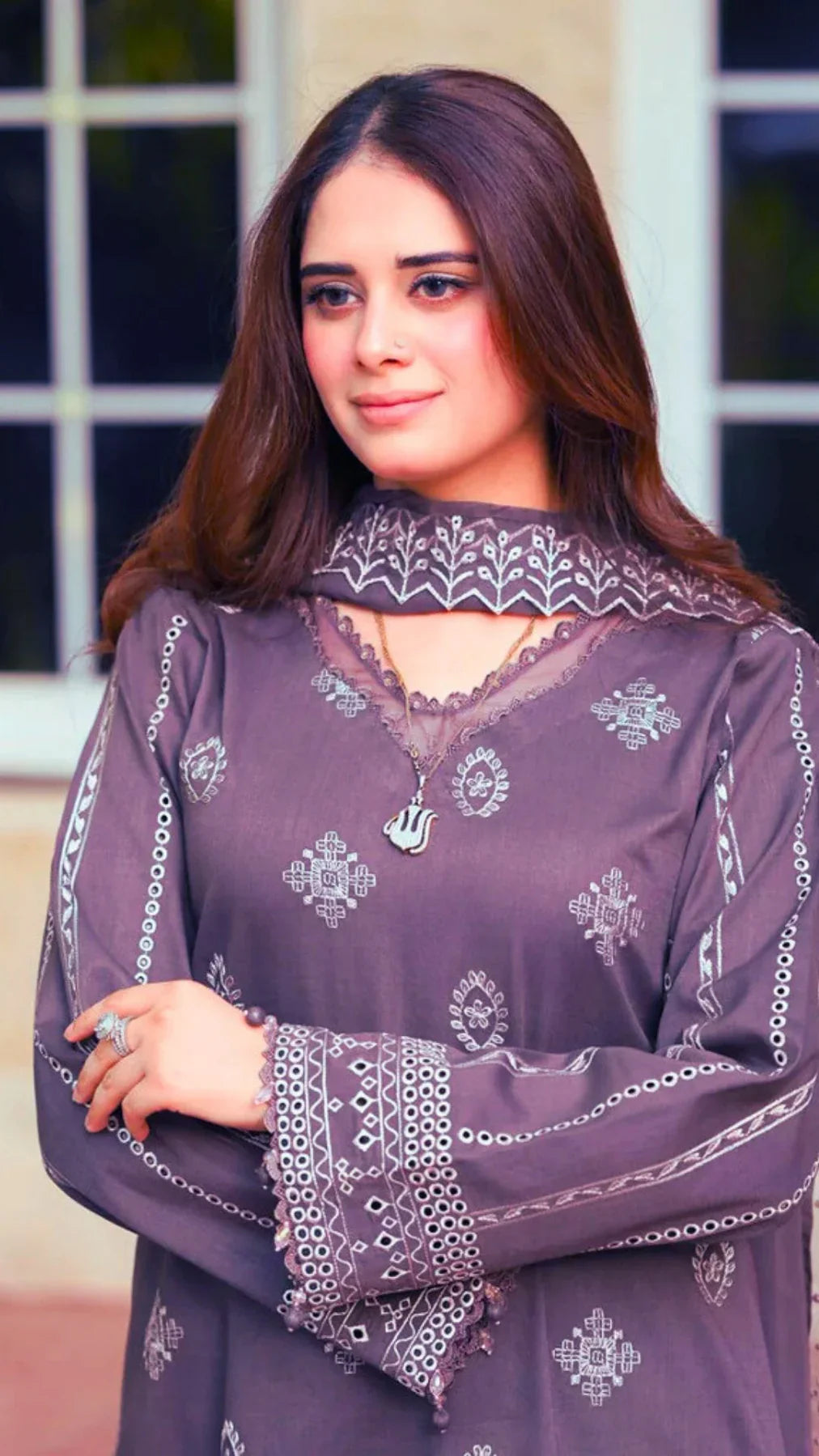NS 915-3 Piece - Unstitched Fully Embroidered Lawn Fabric