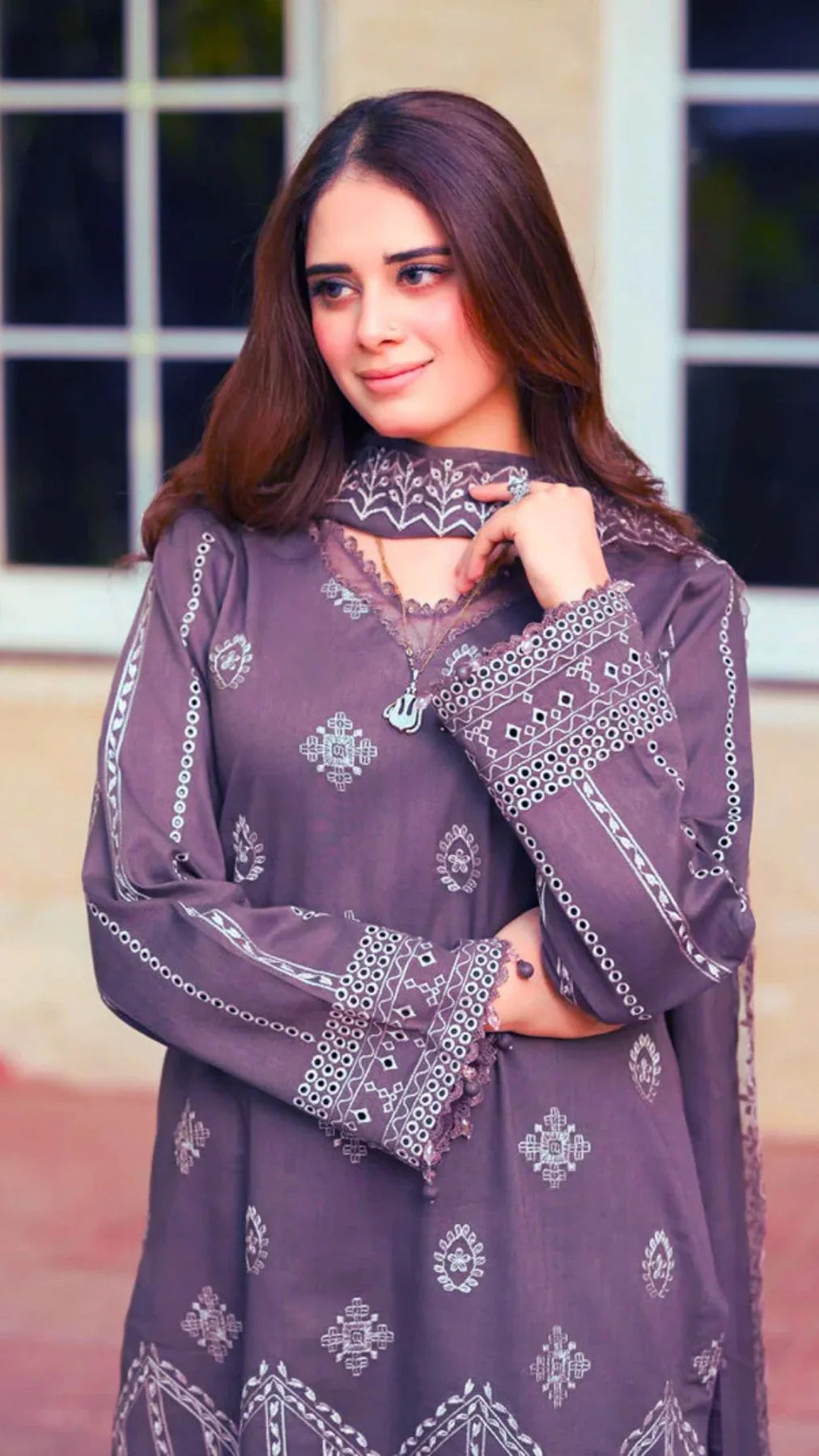 NS 915-3 Piece - Unstitched Fully Embroidered Lawn Fabric