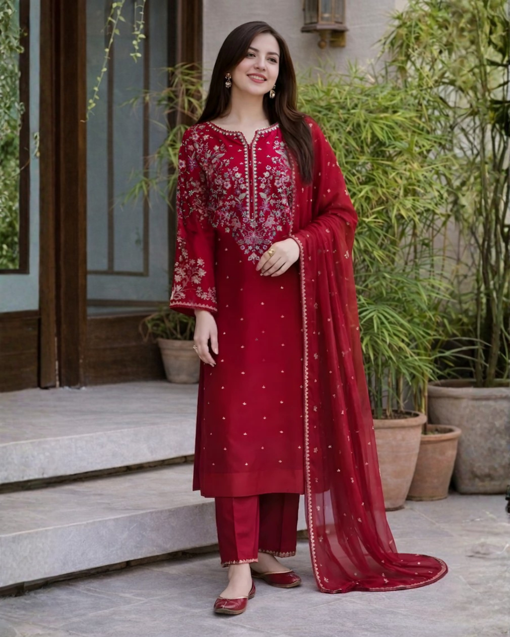 3 Piece - Unstitched Embroidered Lawn Fabric BT-2700