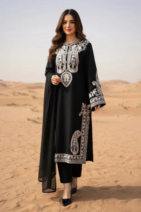 3 Piece - Unstitched Embroidered Lawn Fabric MR-2740 B