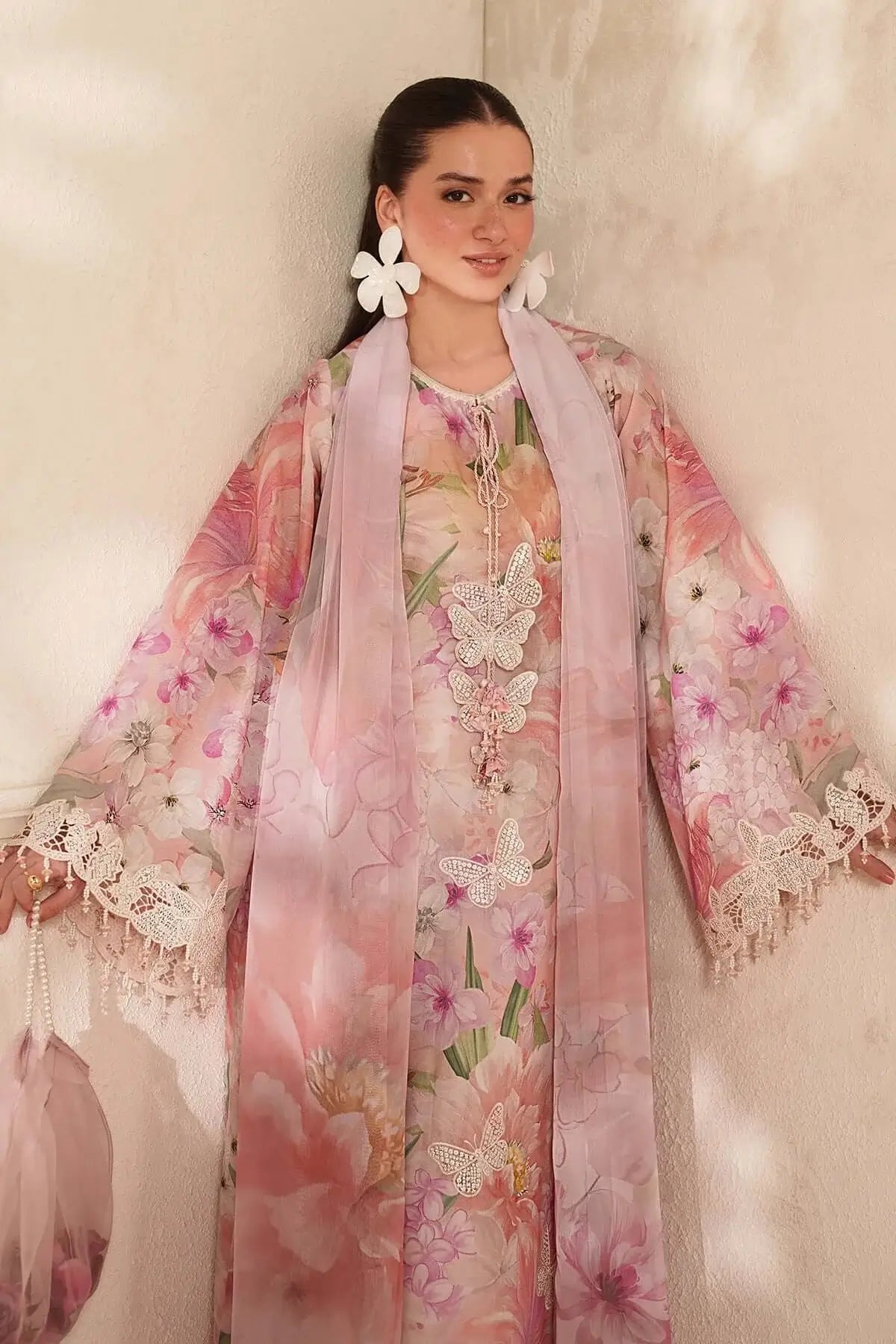 3 Piece Unstitched Embroidered Lawn Suit ( Printed Lawn Dupatta )