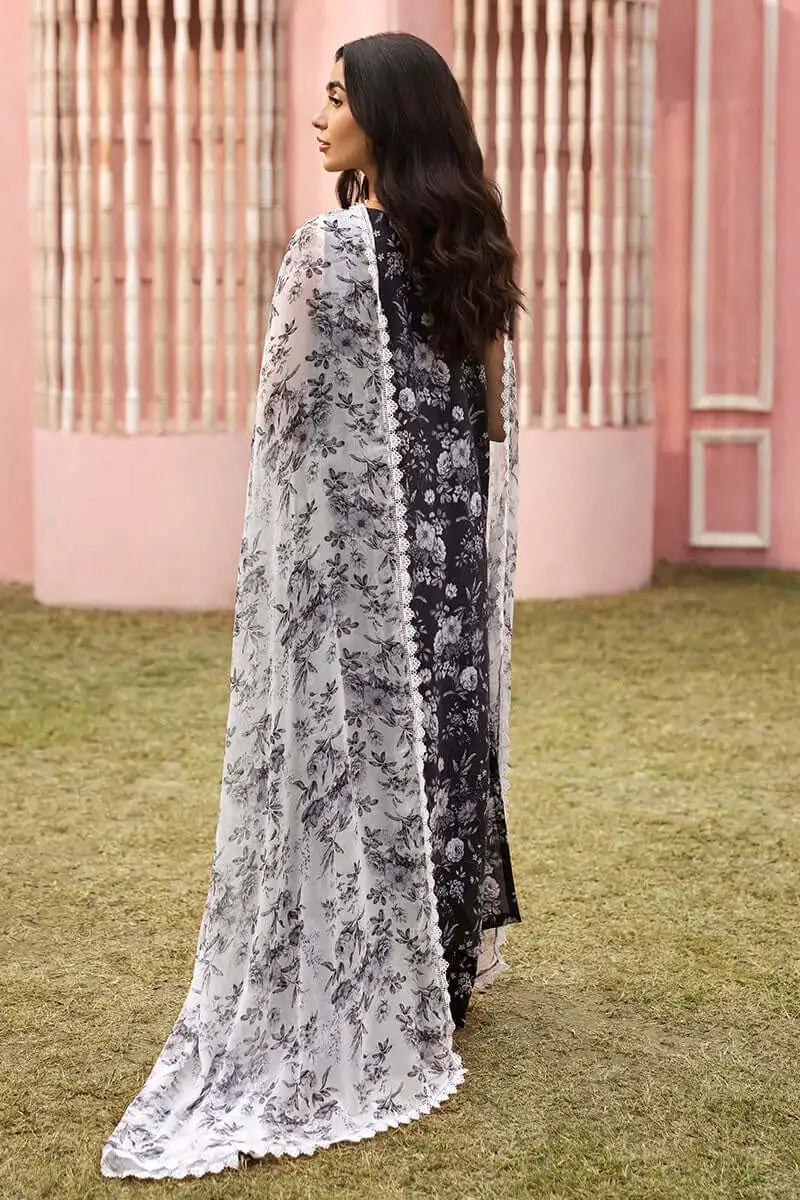 3 Piece Unstitched Embroidered Lawn Suit ( Fine Printed Crinkle Chiffon Dupatta )