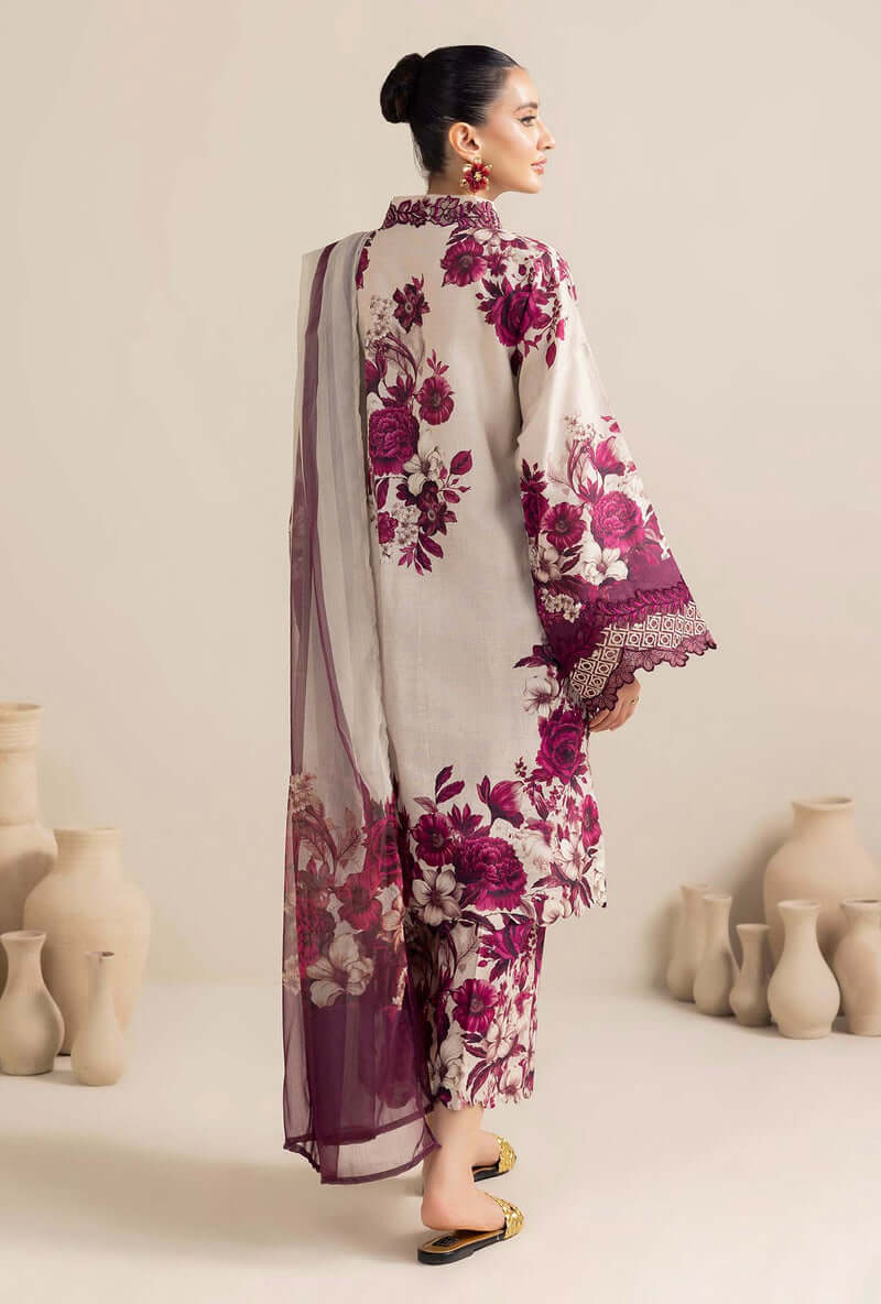 3 Piece Unstitched Embroidered Lawn Suit ( Printed Lawn Dupatta ) AD-476