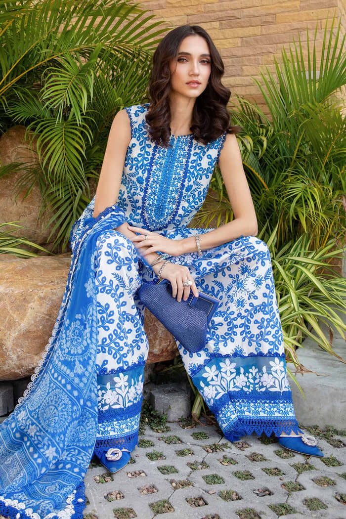 3 Piece Unstitched Embroidered Lawn Suit ( Printed Lawn Dupatta )