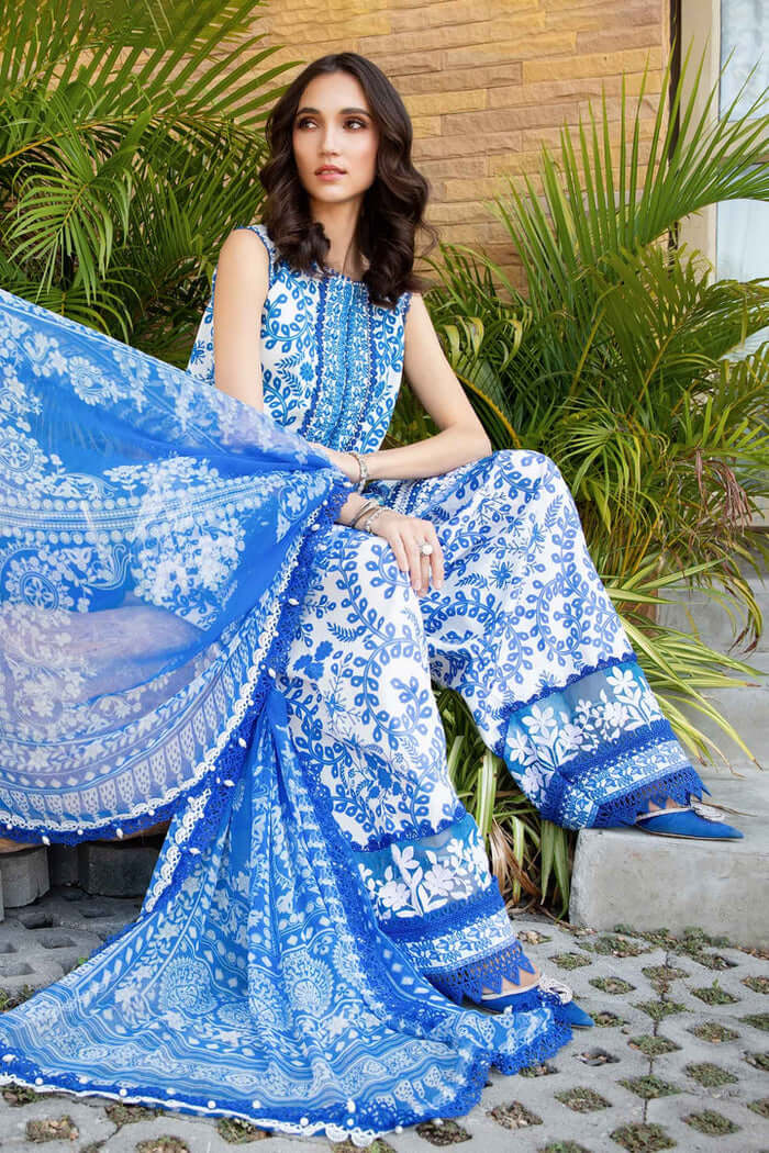 3 Piece Unstitched Embroidered Lawn Suit ( Printed Lawn Dupatta )