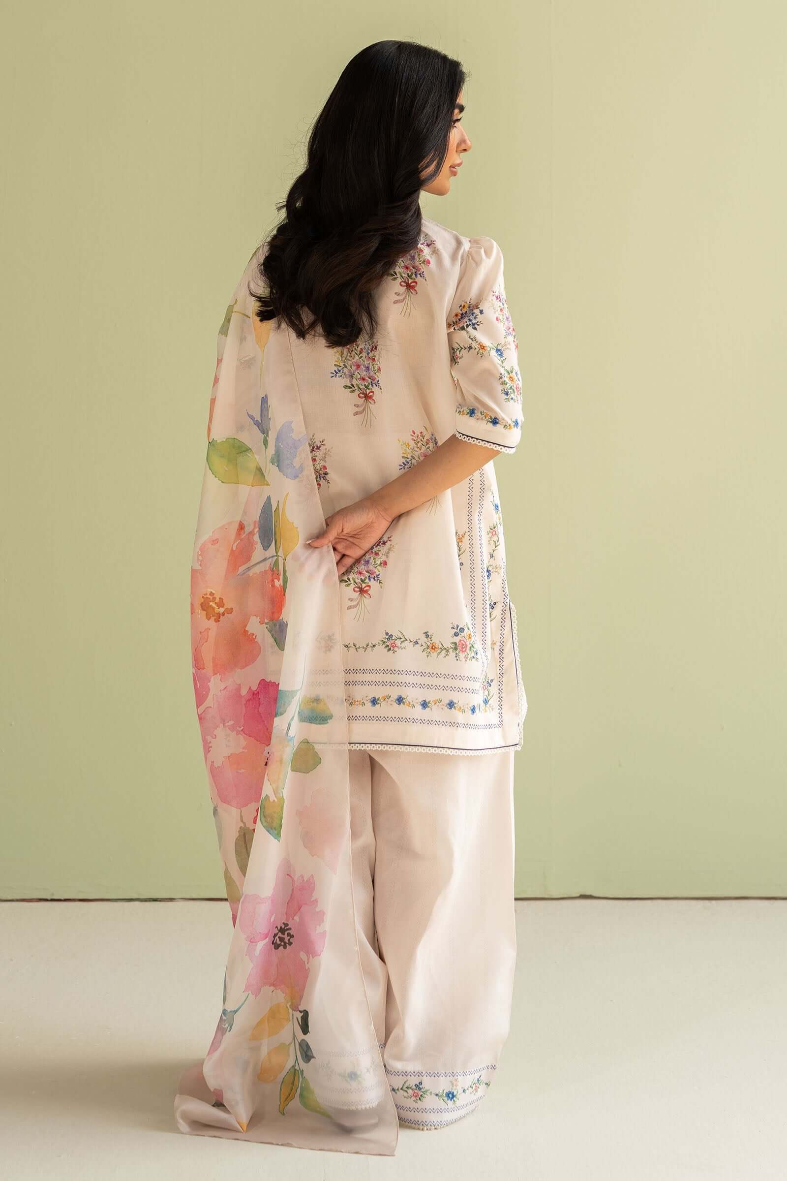 3 Piece Unstitched Digital Printed Lawn Suit ( Fine Printed Silk Dupatta )