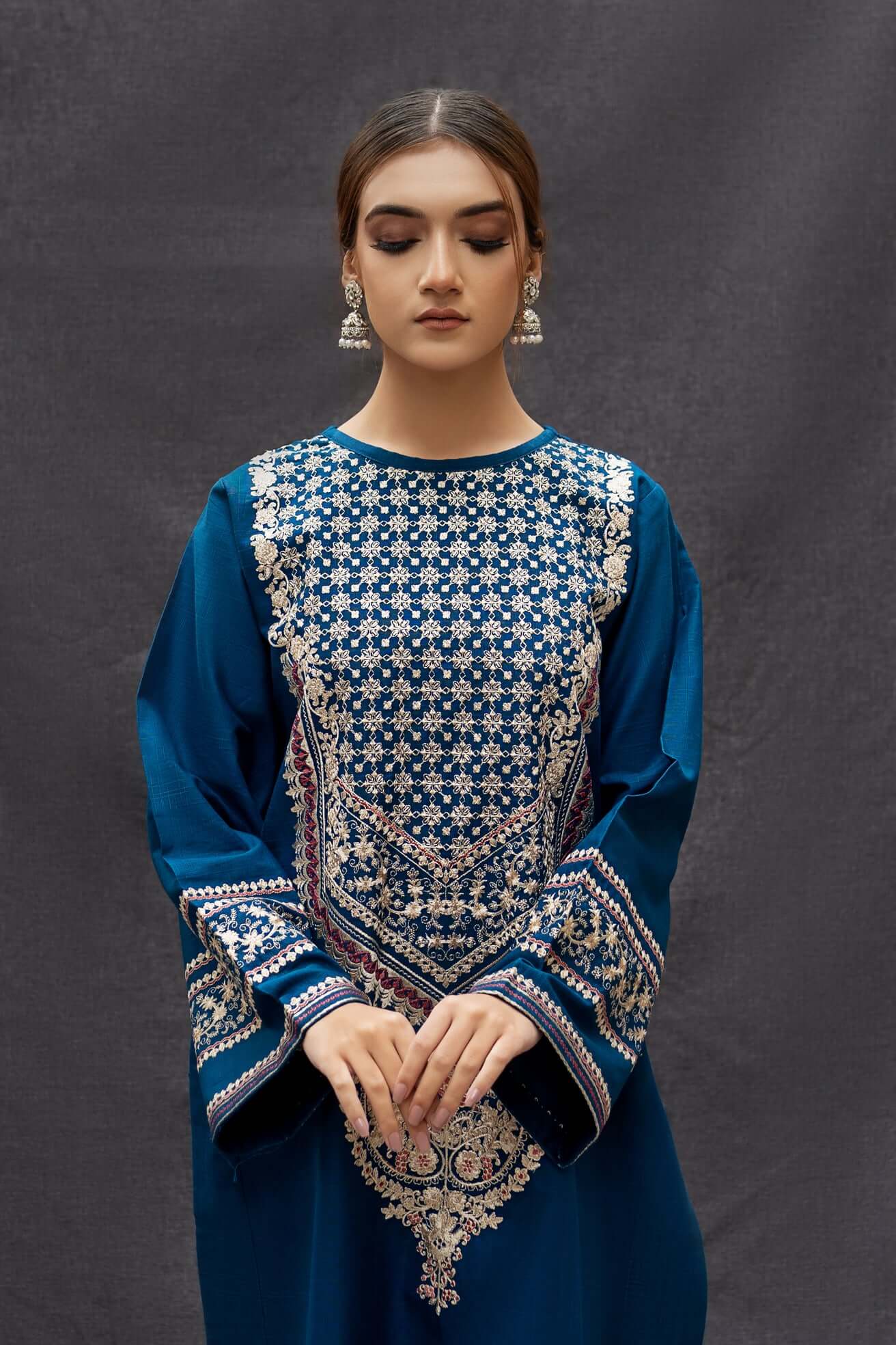 BT 69-2 Piece Unstitched Heavy Embroidered Lawn Suit