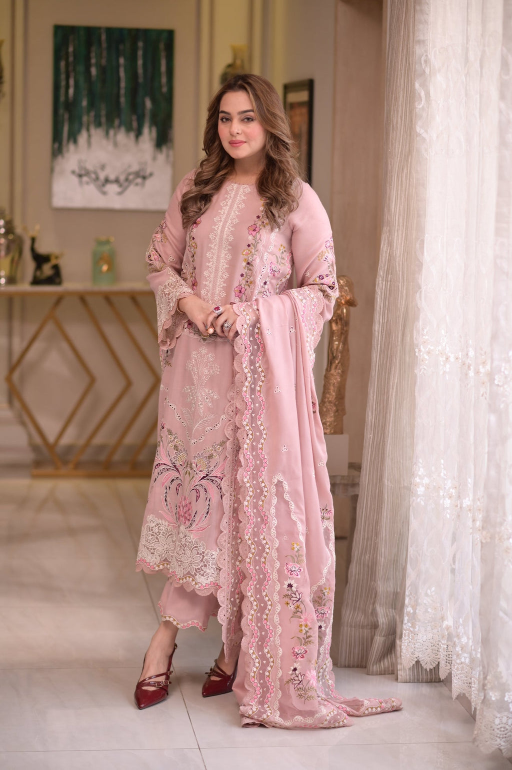 AS 2735-Aneela's Luxury 3pc Unstitched Lawn Suit