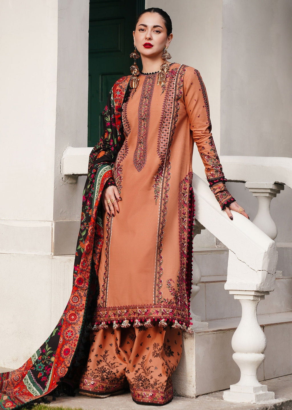 AL 975-3 Piece - Unstitched Fully Embroidered Dhanak Fabric