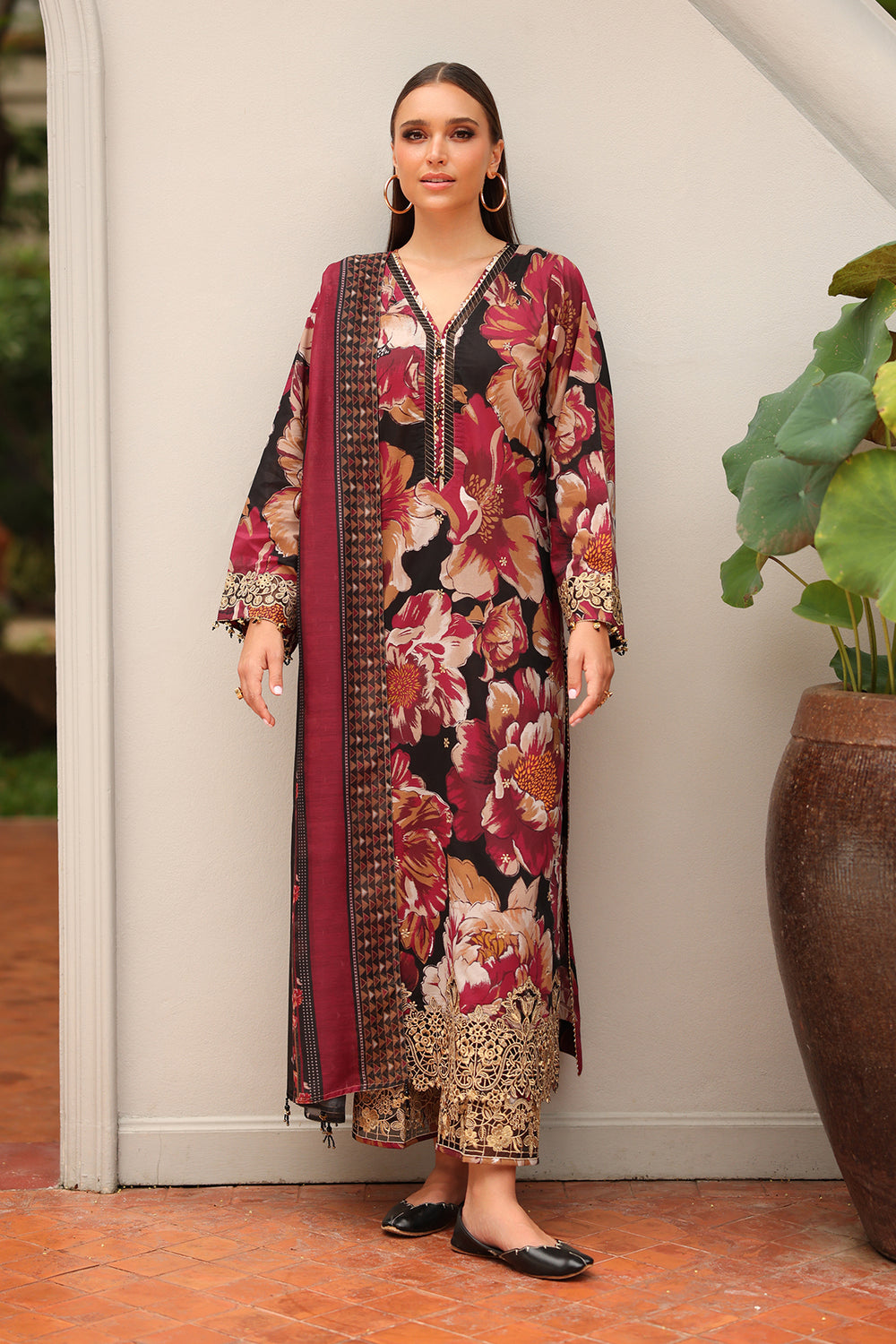 BQ-39-3 Piece - Unstitched Digital Printed Khaddar Fabric