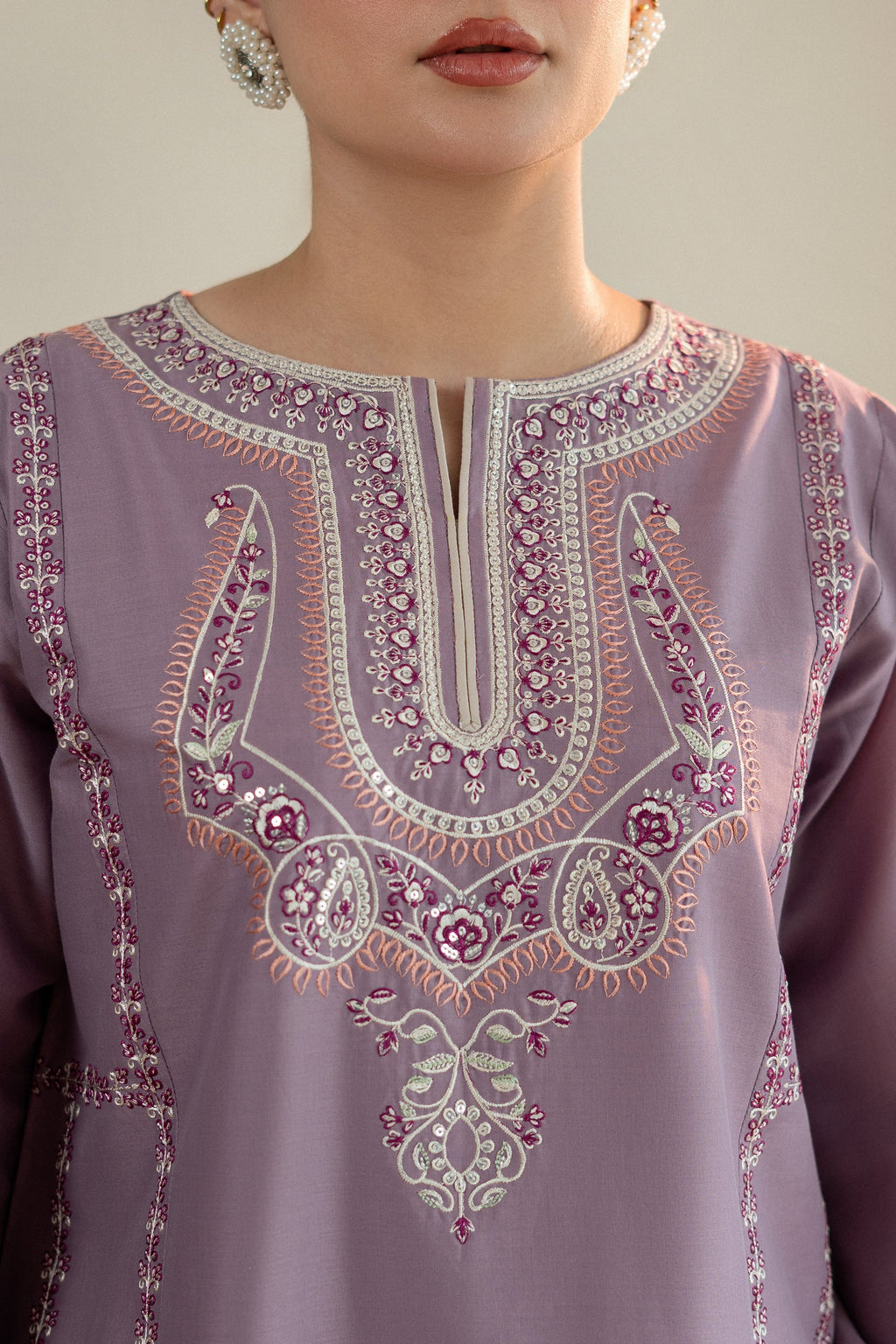 2 Piece - Unstitched Embroidered Lawn Fabric