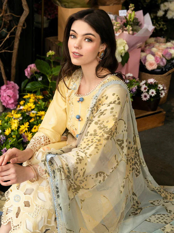 MS 2570A-3 Pcs Embroidered Lawn Shirt with Printed Dupatta