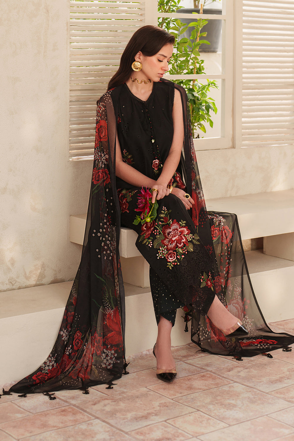 3 Piece - Unstitched Digital Printed lawn Fabric BQ-209