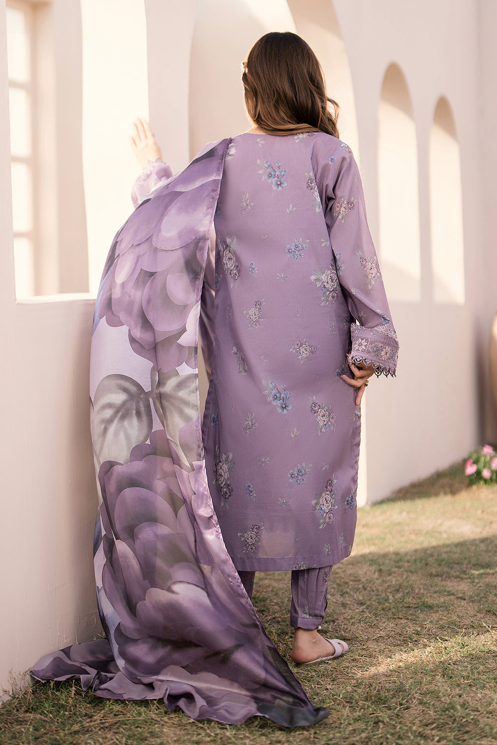 3 Piece - Unstitched Digital Printed Lawn Fabric With Lawn Dupatta