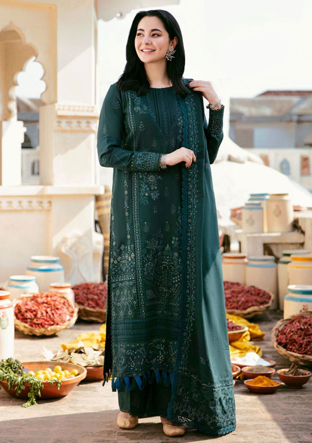 MB 935-3 Piece - Unstitched Fully Embroidered Lawn Fabric