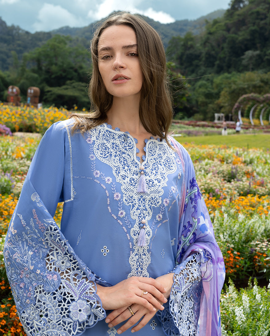 3 Piece - Unstitched Embroidered Lawn Fabric