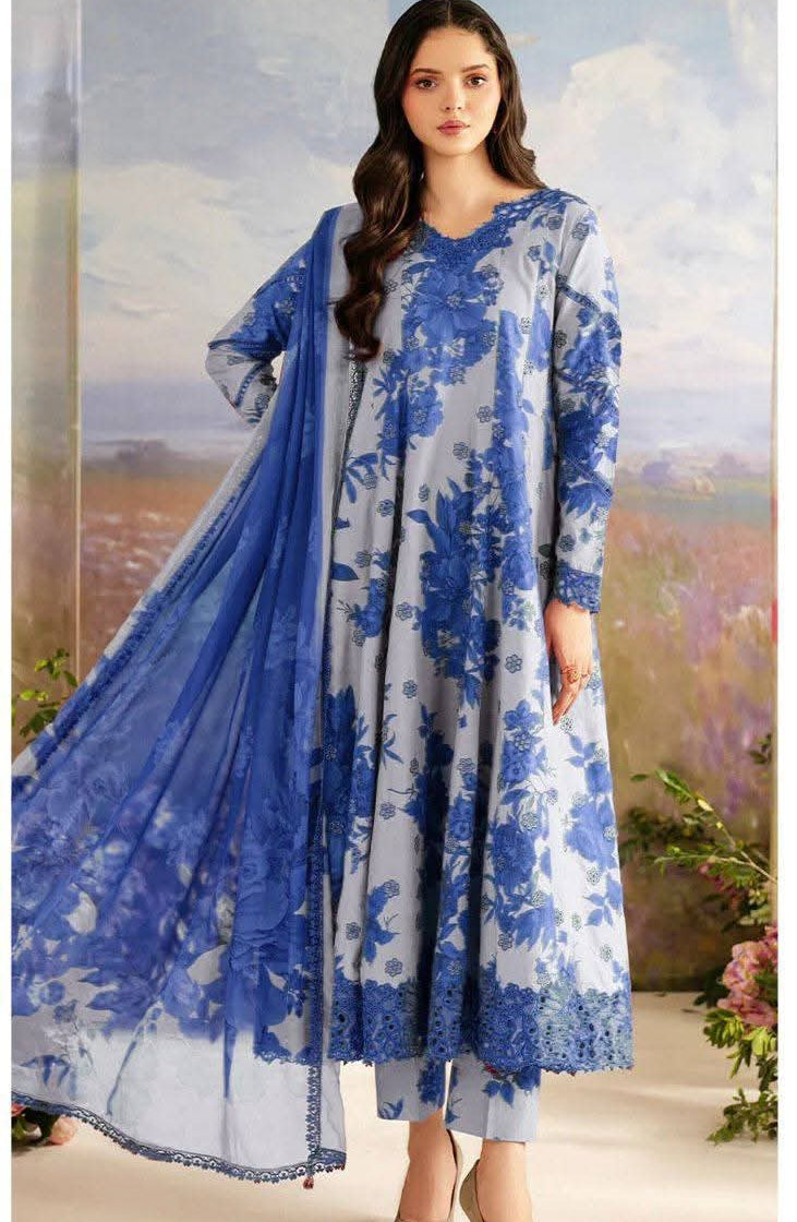 3 Piece - Unstitched Digital Printed Khaddar Fabric With Laces IZ-71