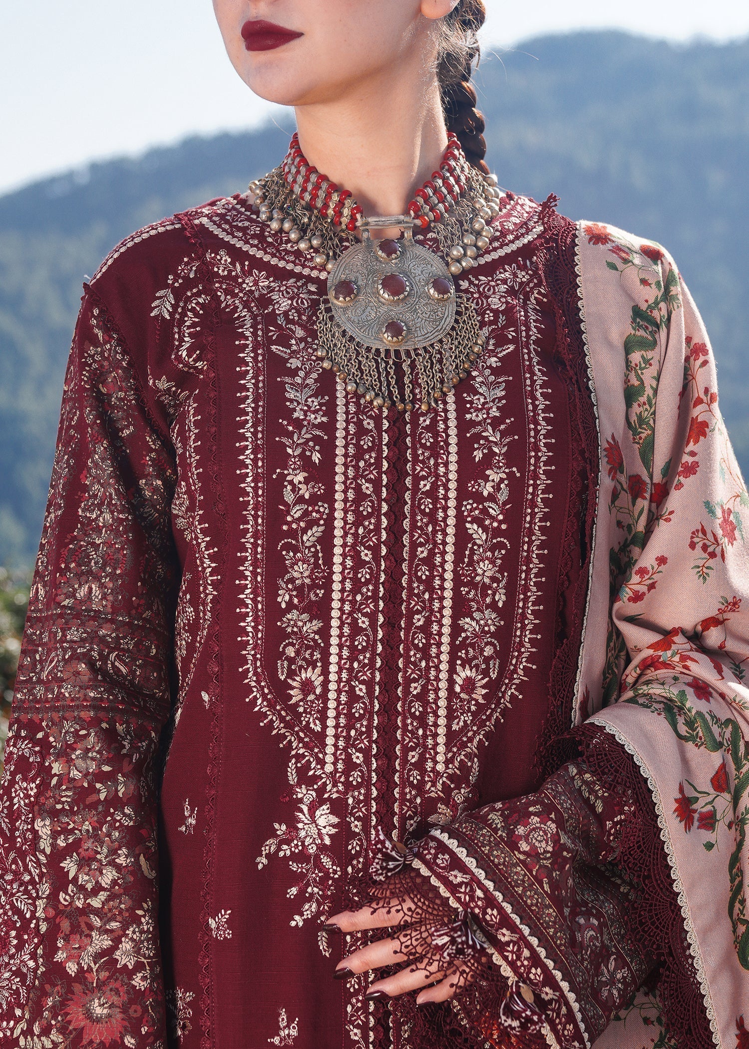 3 Piece - Unstitched Fully Embroidered Dhanak Fabric