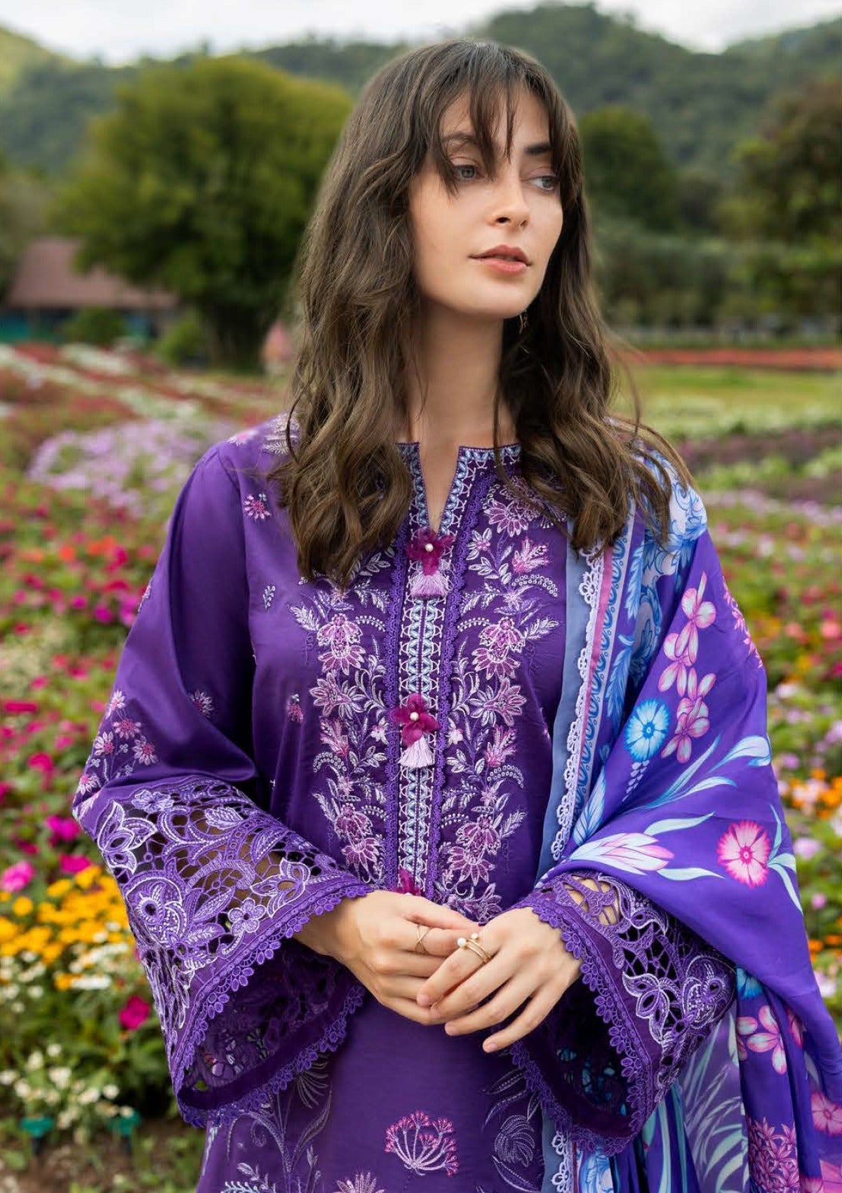 3 Piece - Unstitched Embroidered Lawn Fabric MS-2770