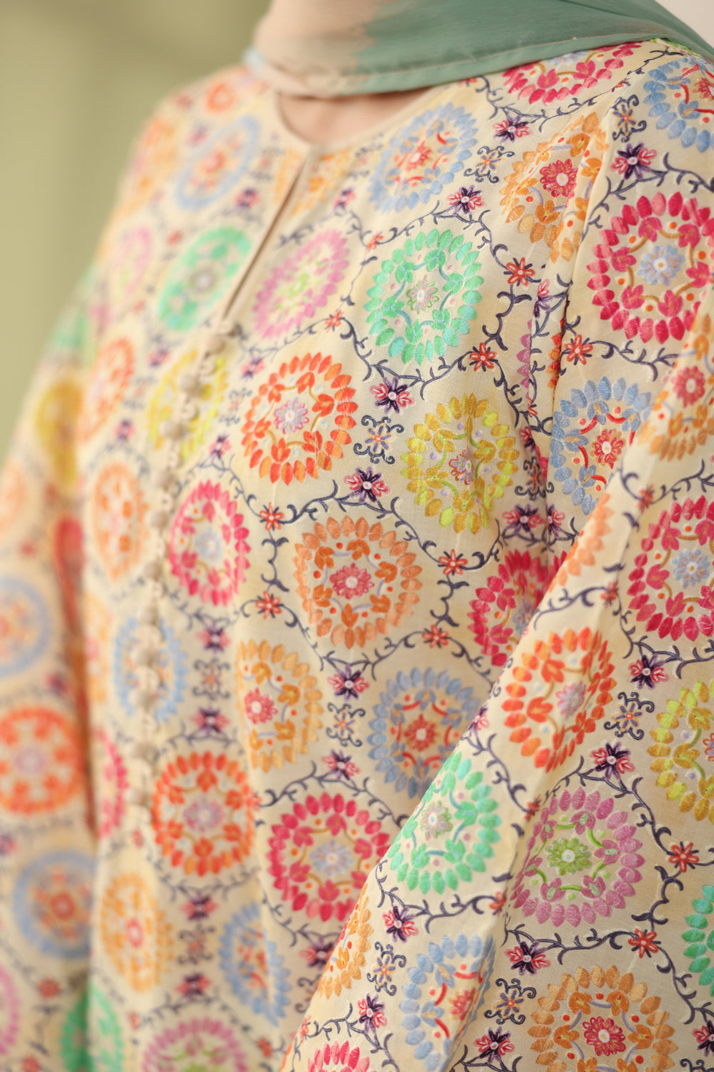 3 Piece - Unstitched Printed Lawn Fabric BQ-201