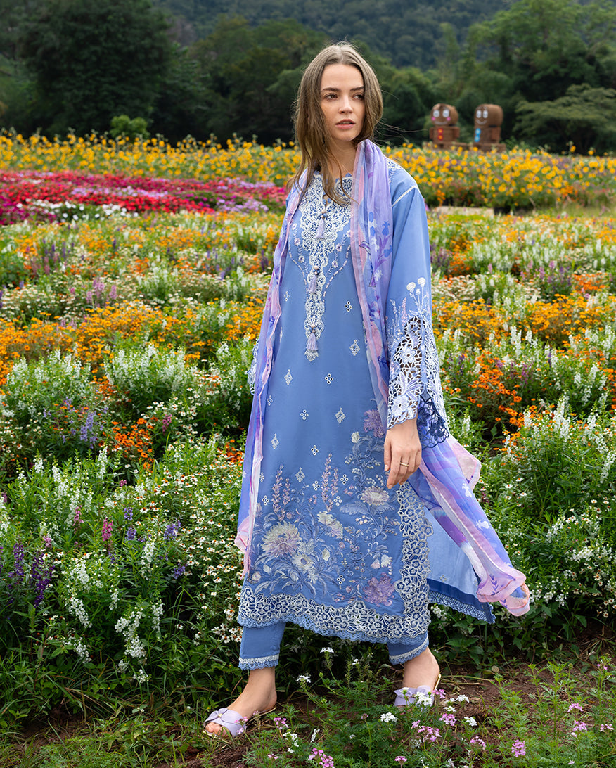 3 Piece - Unstitched Embroidered Lawn Fabric