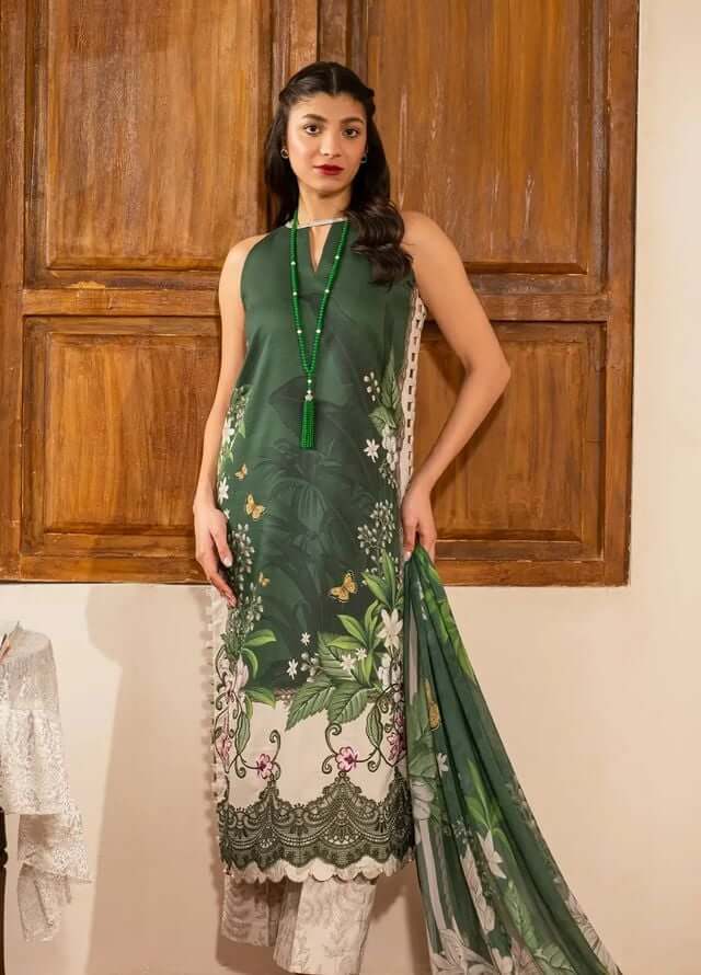 LM 460-3 Piece Unstitched Digital Printed Lawn Suit ( Printed Lawn Dupatta )