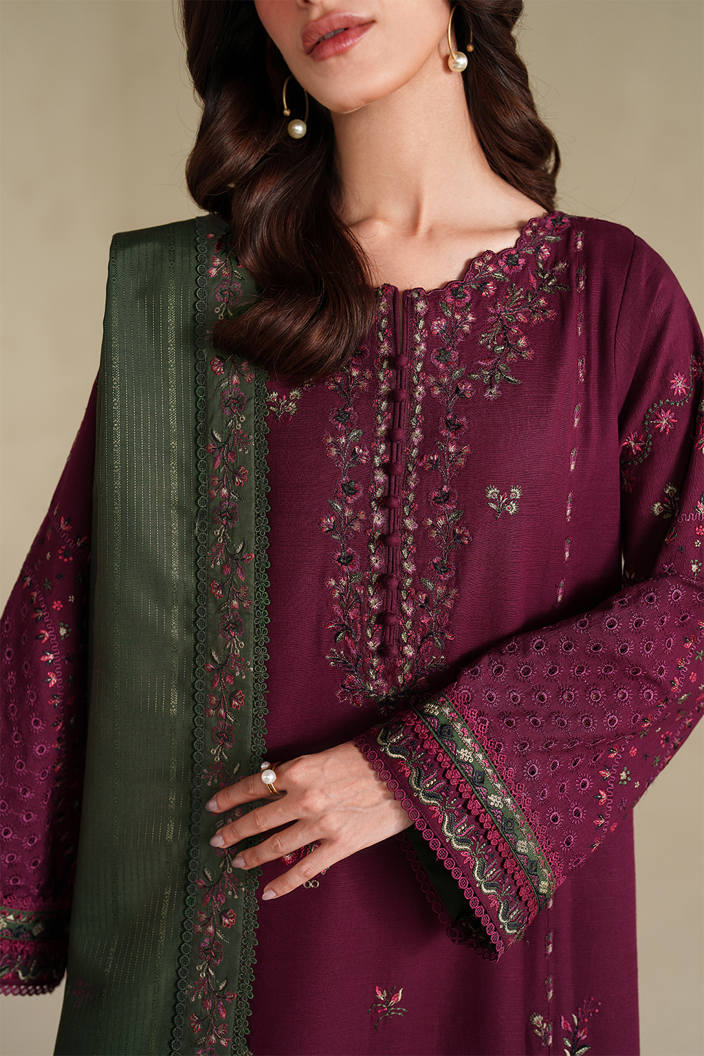 3 Piece - Unstitched Embroidered Lawn Fabric IZ-2705