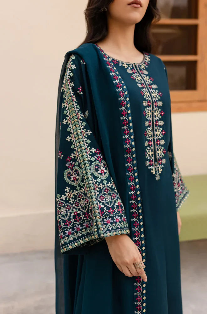 LM-585  3 Piece - Unstitched Fully Embroidered Lawn Fabric