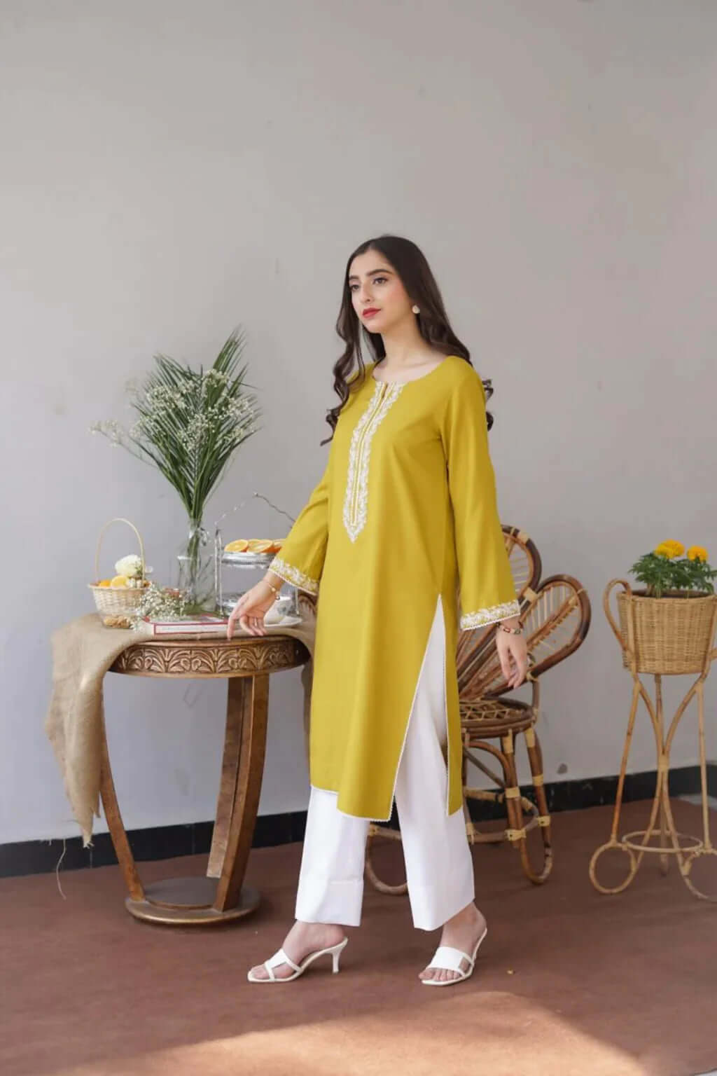 3 Piece Unstitched Heavy Embroidered Dhanak Suit ( Dhanak Wool Plain Dyed Shawl )