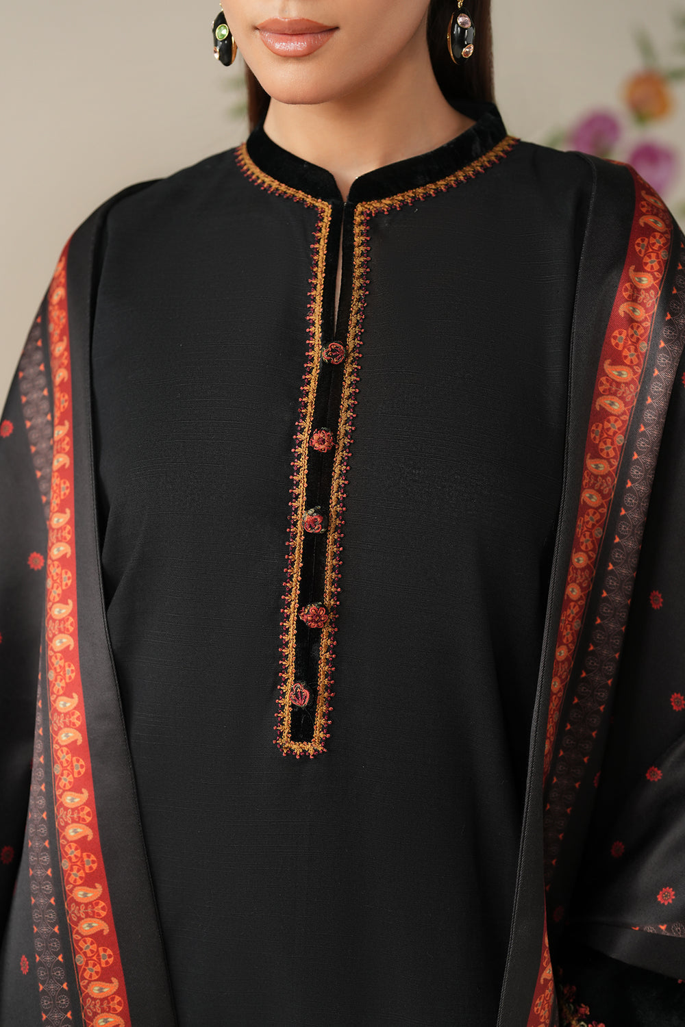 3 Piece - Unstitched Fully Embroidered Dhanak Fabric BQ-145