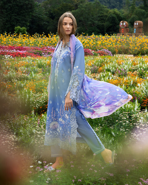 3 Piece - Unstitched Embroidered Lawn Fabric