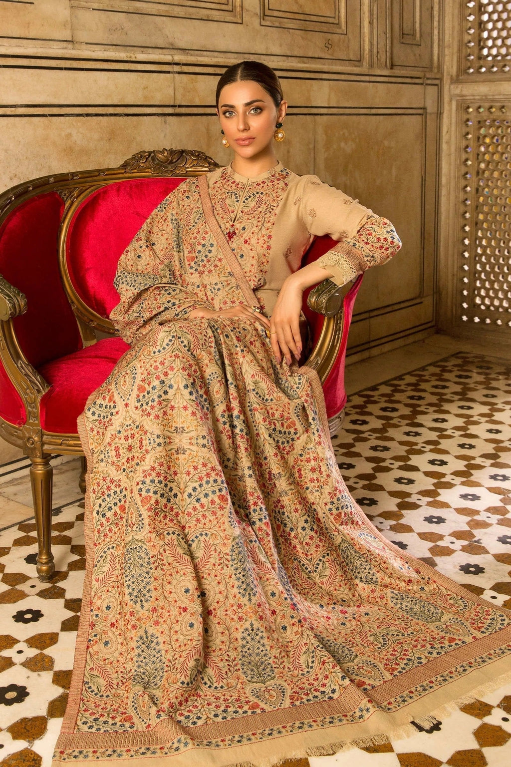 BR 870-Dhanak Stuff 3 Piece Fully Embroidered With Dhanak Fully Embroidered Shawal DhanakStore 